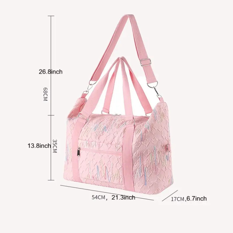 Elegant Embroidered Maternity Bag Storage Pouch, Large Capacity Portable Luggage Bag, Travel Bag for Yoga Fitness, Business Trip, Airport Use, Travel Duffle Bag