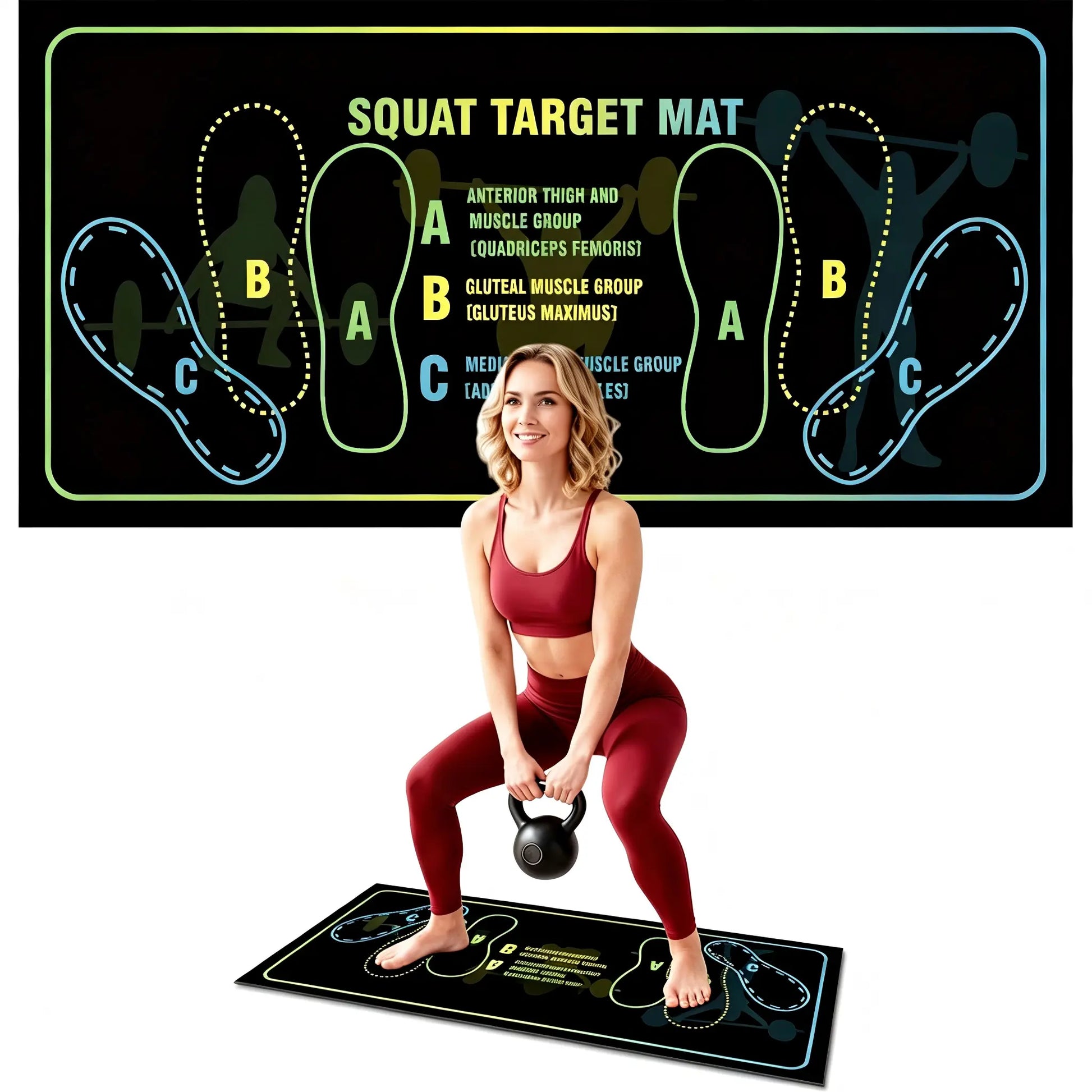 Squat Mat with Foot Position,Non-Slip Workout Mat for Squats & Leg Exercises, Improves Muscle Activation & Knee Support, Home Gym Fitness Mat,30 * 13.8"Inch Squat Pad
