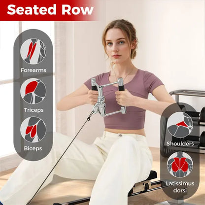 5PCS Cable Machine Attachment Set, Lat Pull down Accessories with Tricep Rope, V Bar, Straight Bar, D Handle & Carabiner, Non-Slip Grip for Home Gym Strength Training Home Gym Equipment Workout Equipment Summervibes