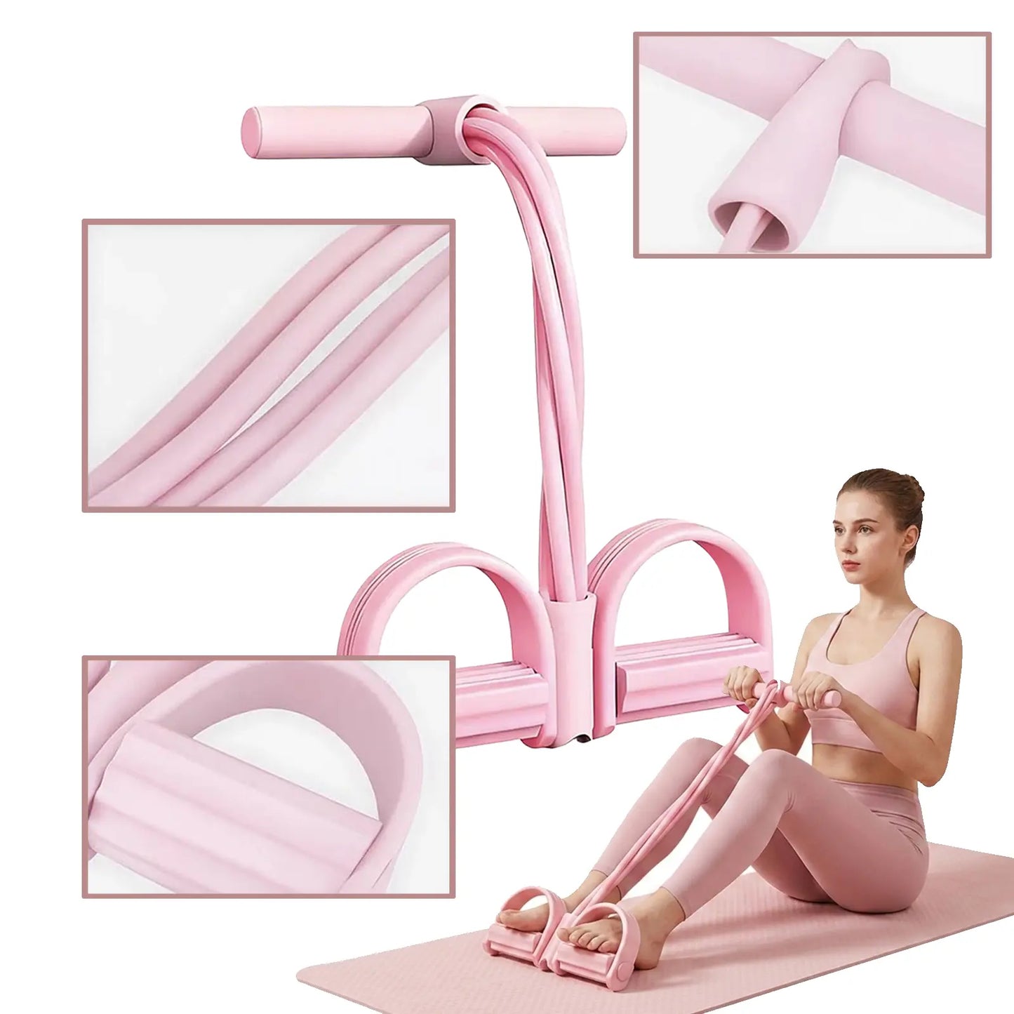 Multi-Functional Pedal Resistance Band Trainer – Portable Foot Pedal Fitness Equipment Home Gym Full Body Workout Machine, Exercise Sit-Ups, Yoga