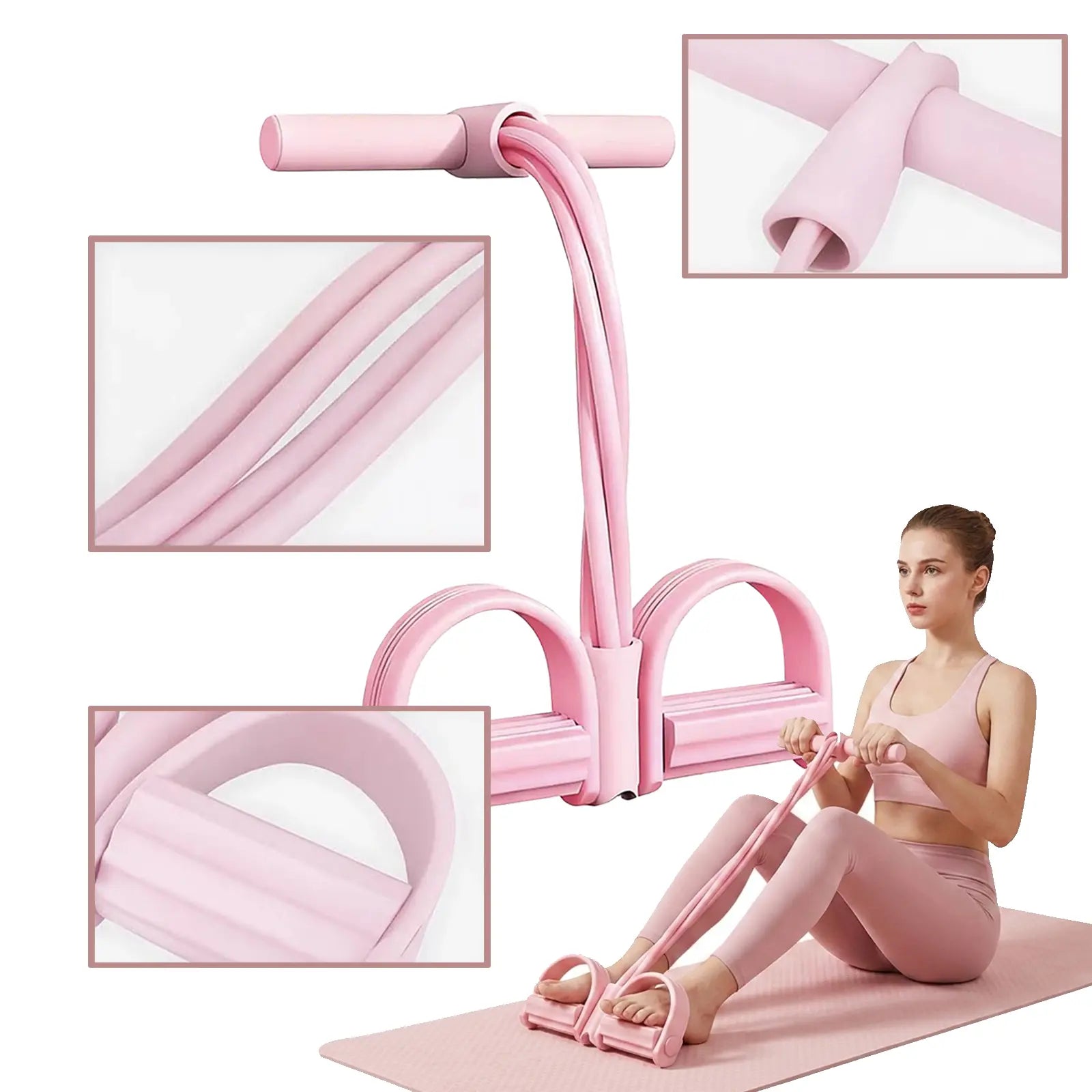Multi-Functional Pedal Resistance Band Trainer – Portable Foot Pedal Fitness Equipment Home Gym Full Body Workout Machine, Exercise Sit-Ups, Yoga