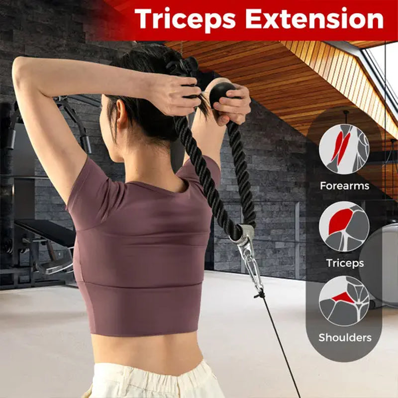 5PCS Cable Machine Attachment Set, Lat Pull down Accessories with Tricep Rope, V Bar, Straight Bar, D Handle & Carabiner, Non-Slip Grip for Home Gym Strength Training Home Gym Equipment Workout Equipment Summervibes