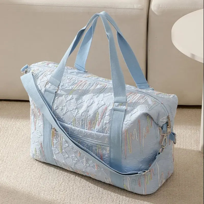 Elegant Embroidered Maternity Bag Storage Pouch, Large Capacity Portable Luggage Bag, Travel Bag for Yoga Fitness, Business Trip, Airport Use, Travel Duffle Bag