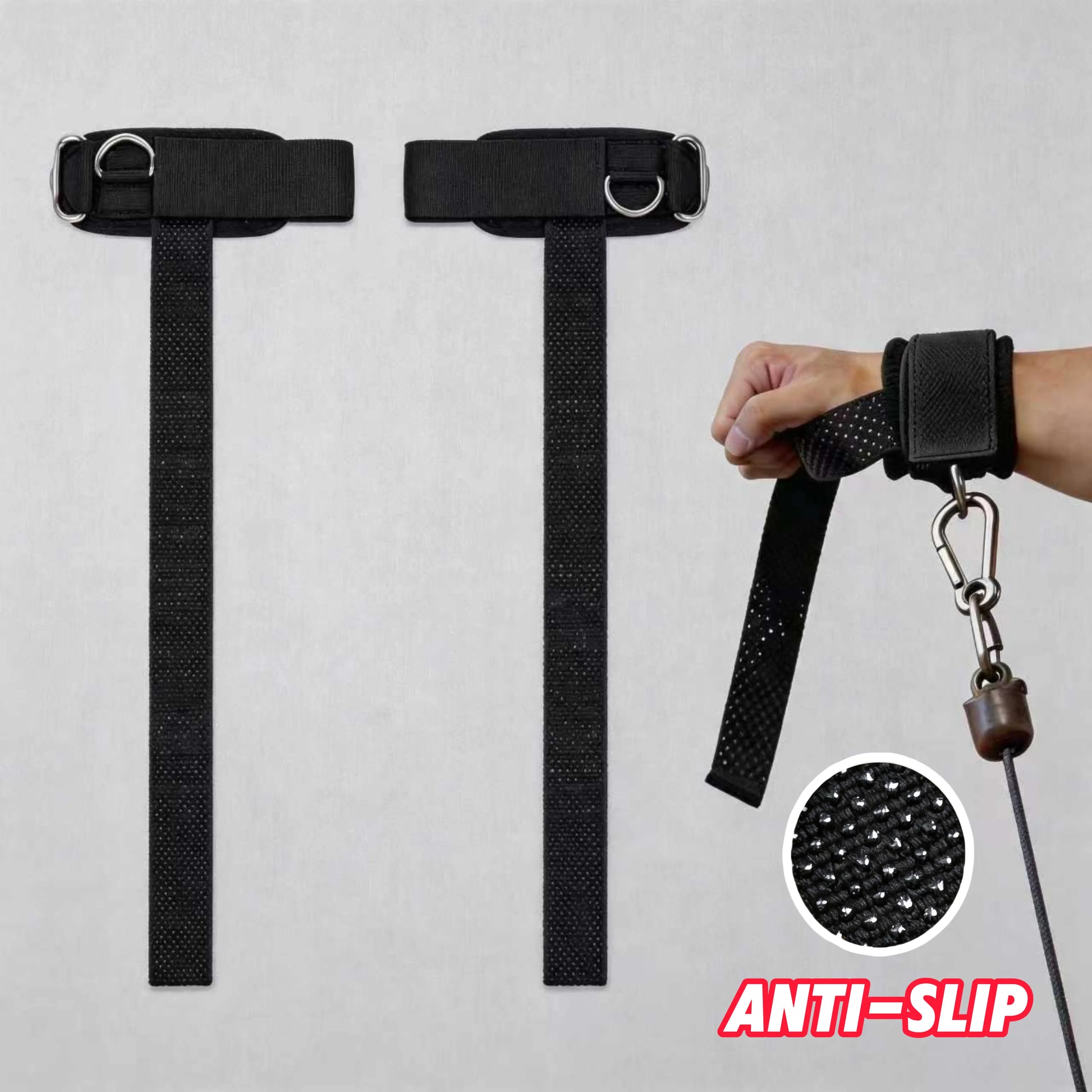 2 in 1 Lifting Straps D Ring Silicone Grip Padded Wrist Support for Deadlifts Cable Machines Gym Accessories