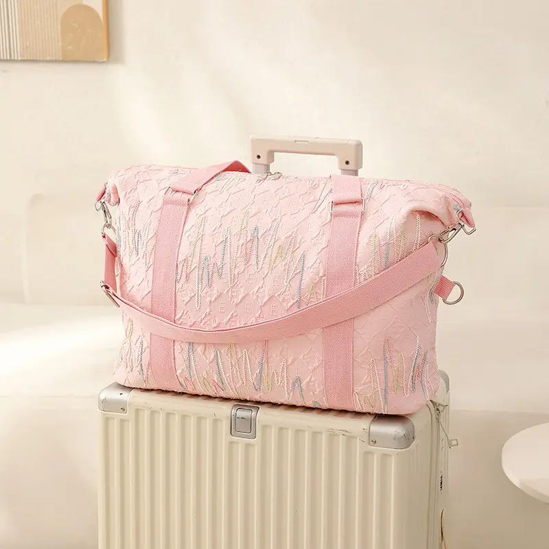 Elegant Embroidered Maternity Bag Storage Pouch, Large Capacity Portable Luggage Bag, Travel Bag for Yoga Fitness, Business Trip, Airport Use, Travel Duffle Bag