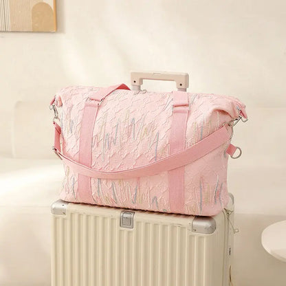 Elegant Embroidered Maternity Bag Storage Pouch, Large Capacity Portable Luggage Bag, Travel Bag for Yoga Fitness, Business Trip, Airport Use, Travel Duffle Bag