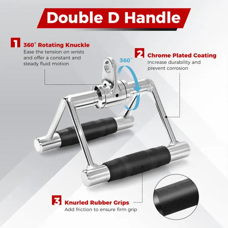 5PCS Cable Machine Attachment Set, Lat Pull down Accessories with Tricep Rope, V Bar, Straight Bar, D Handle & Carabiner, Non-Slip Grip for Home Gym Strength Training Home Gym Equipment Workout Equipment Summervibes