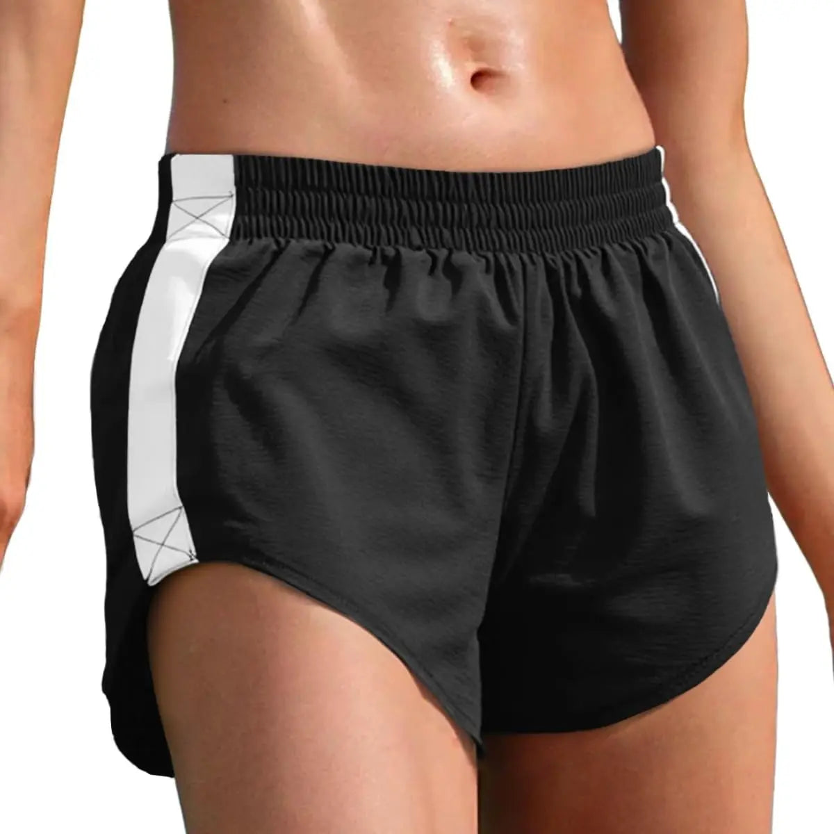 Fisoew Women’S Striped Track Shorts High Waisted Dolphin Workout Running Athletic Sweat Shorts Pants