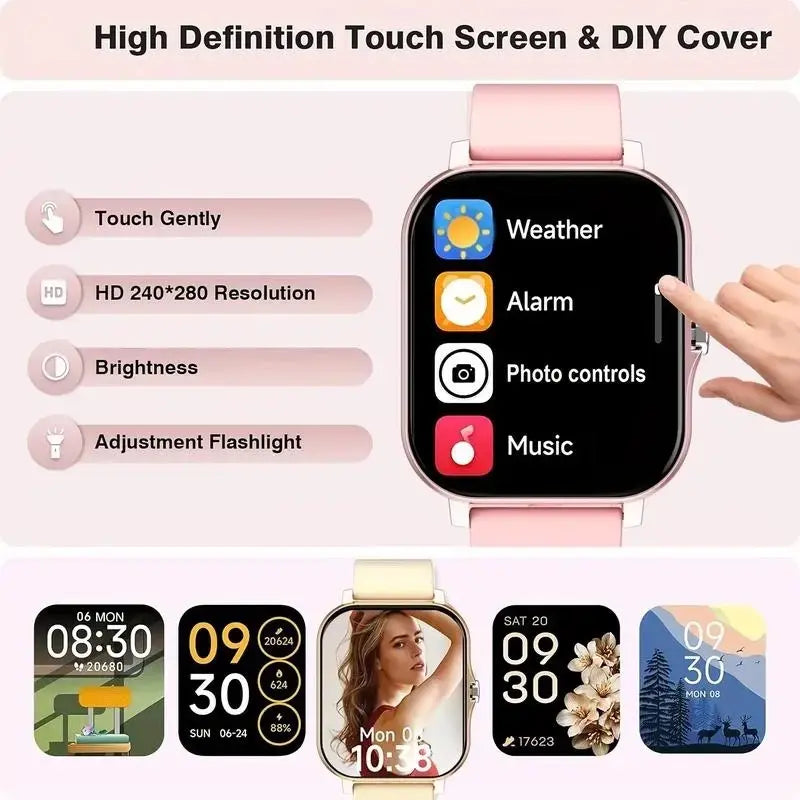 Smart Watch for Men & Women, 1.83" Touch Screen Wearable Fitness Tracker, Workout Activity & Step Monitor, Message Notifications, Multiple Sports Modes, IP68 Waterproof, Compatible with Ios & Android Devices