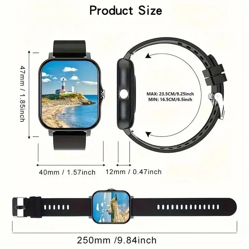 Smart Watch for Men & Women, 1.83" Touch Screen Wearable Fitness Tracker, Workout Activity & Step Monitor, Message Notifications, Multiple Sports Modes, IP68 Waterproof, Compatible with Ios & Android Devices