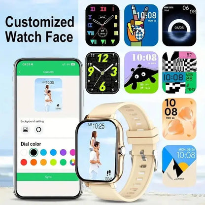 Smart Watch for Men & Women, 1.83" Touch Screen Wearable Fitness Tracker, Workout Activity & Step Monitor, Message Notifications, Multiple Sports Modes, IP68 Waterproof, Compatible with Ios & Android Devices