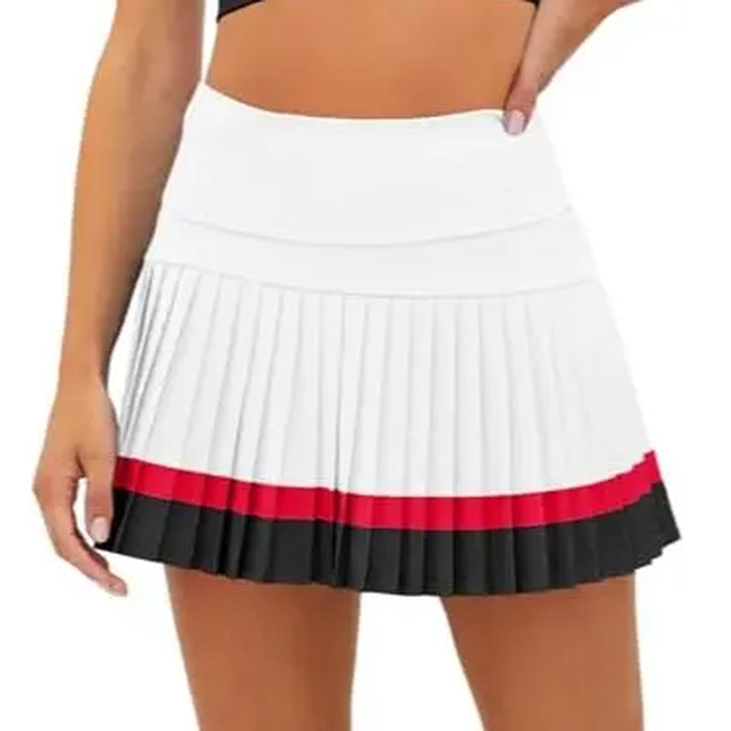 FISOEW Women'S High Waisted Tennis Skirts Color Block Pleated Athletic Golf Skorts with Built in Shorts