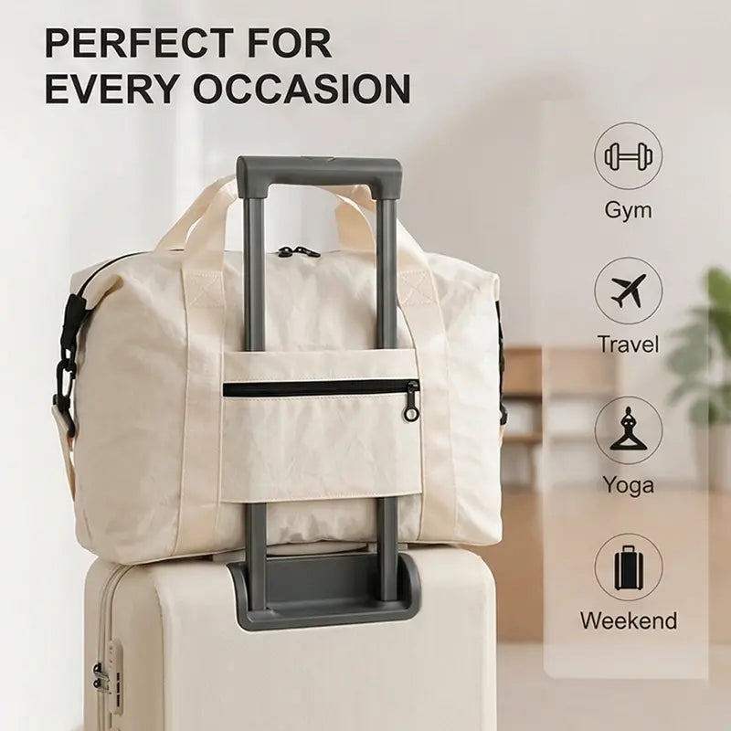 Mave Large-Capacity Multi-Functional Travel Bag Featuring Multiple Compartments, Adjustable Shoulder Straps, Waterproof Material, and Portable Design. Ideal for Gym Workouts, Travel, Sports Activities, and Home Yoga Practice.