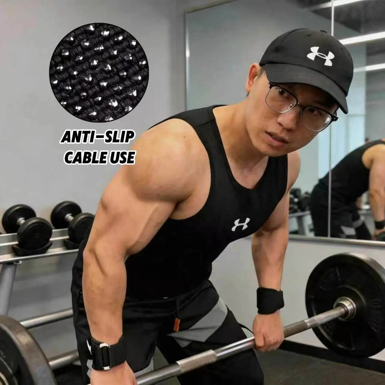 2 in 1 Lifting Straps D Ring Silicone Grip Padded Wrist Support for Deadlifts Cable Machines Gym Accessories