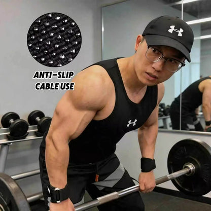 2 in 1 Lifting Straps D Ring Silicone Grip Padded Wrist Support for Deadlifts Cable Machines Gym Accessories