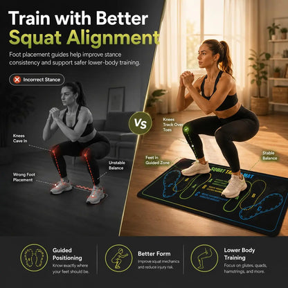 Squat Mat with Foot Position,Non-Slip Workout Mat for Squats & Leg Exercises, Improves Muscle Activation & Knee Support, Home Gym Fitness Mat,30 * 13.8"Inch Squat Pad