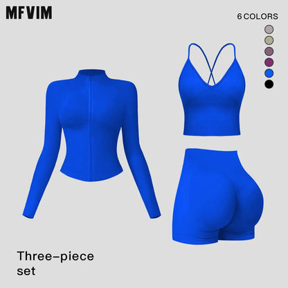 MFVIM Women’S 2-Piece Seamless Cross-Back Bodycon Yoga Set - High-Stretch Fitness Clothing, Athleisure Activewear, Matching Workout Sets for Yoga, Running