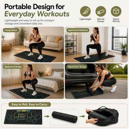 Squat Mat with Foot Position,Non-Slip Workout Mat for Squats & Leg Exercises, Improves Muscle Activation & Knee Support, Home Gym Fitness Mat,30 * 13.8"Inch Squat Pad