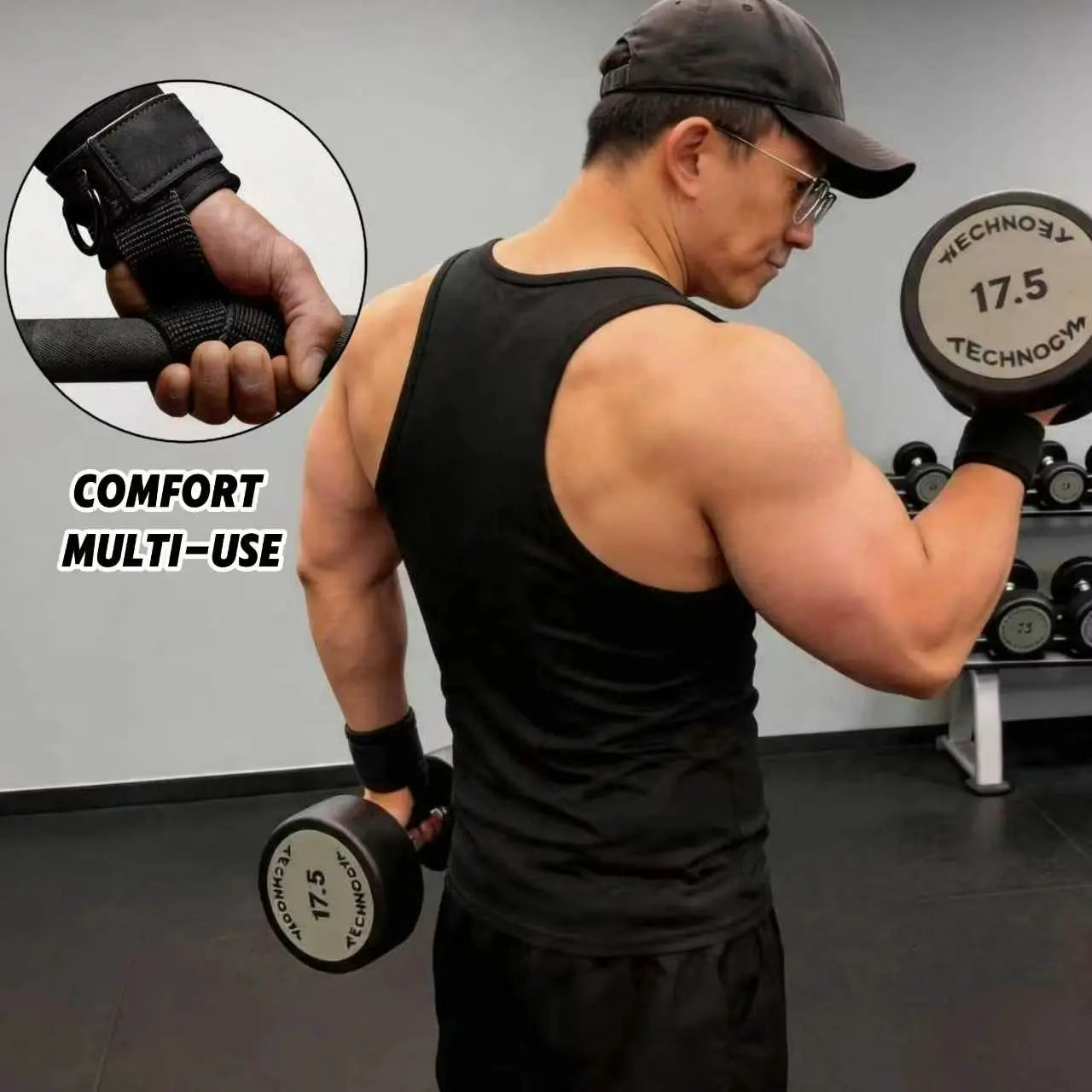 2 in 1 Lifting Straps D Ring Silicone Grip Padded Wrist Support for Deadlifts Cable Machines Gym Accessories