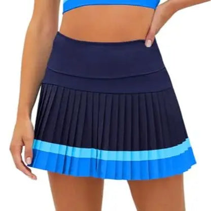 FISOEW Women'S High Waisted Tennis Skirts Color Block Pleated Athletic Golf Skorts with Built in Shorts