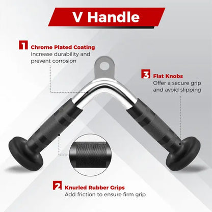5PCS Cable Machine Attachment Set, Lat Pull down Accessories with Tricep Rope, V Bar, Straight Bar, D Handle & Carabiner, Non-Slip Grip for Home Gym Strength Training Home Gym Equipment Workout Equipment Summervibes