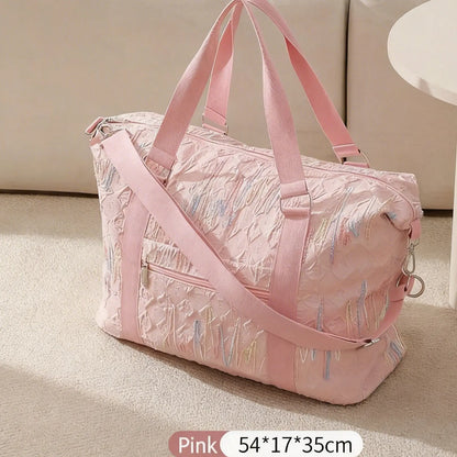 Elegant Embroidered Maternity Bag Storage Pouch, Large Capacity Portable Luggage Bag, Travel Bag for Yoga Fitness, Business Trip, Airport Use, Travel Duffle Bag