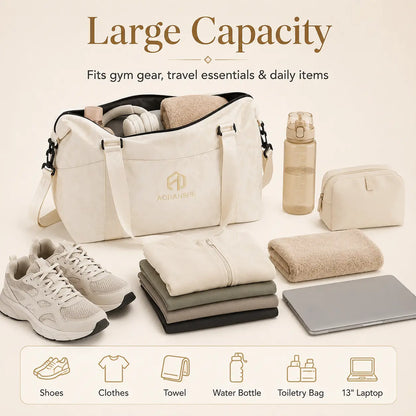 Mave Large-Capacity Multi-Functional Travel Bag Featuring Multiple Compartments, Adjustable Shoulder Straps, Waterproof Material, and Portable Design. Ideal for Gym Workouts, Travel, Sports Activities, and Home Yoga Practice.